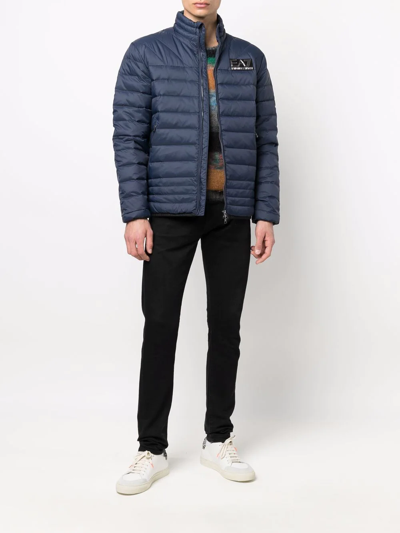 Shop Ea7 Logo-patch Padded Jacket In Blue