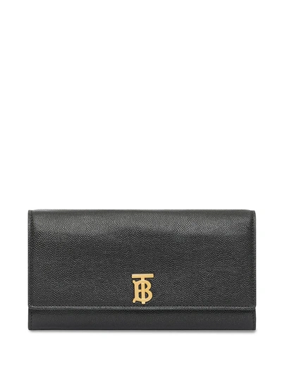 Shop Burberry Monogram Motif Grainy Leather Continental Wallet In Black