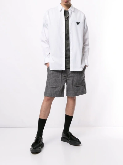 Comme Des Garçons Play Embroidered Logo Shirt In White