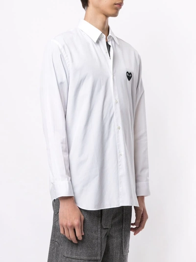 Comme Des Garçons Play Embroidered Logo Shirt In White