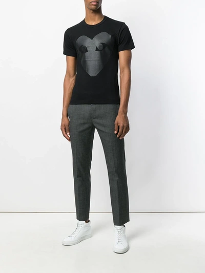 Comme Des Garçons Play Comme Des Garcons Play Black And Carbon Glossy Heart Logo T-shirt In Black