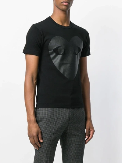 Comme Des Garçons Play Comme Des Garcons Play Black And Carbon Glossy Heart Logo T-shirt In Black