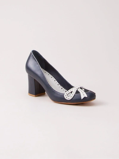 Sarah Chofakian Chunky Heel Pumps In Blue