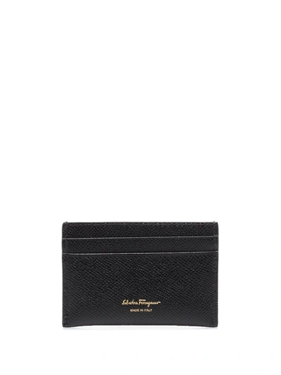 Shop Ferragamo Gancini Leather Card Holder In Black