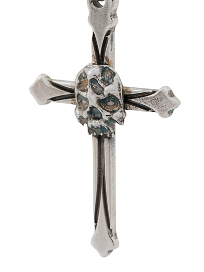 Shop Emanuele Bicocchi Cross Hoop Earrings In Silver
