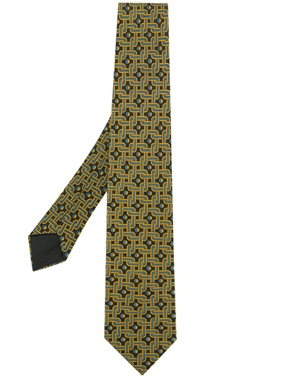 Pre-owned Hermes 1990s Patterned Design Tie In Brown