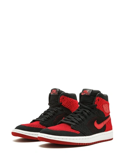 Shop Jordan Air  1 Retro Hi Flyknit "bred" Sneakers In Black