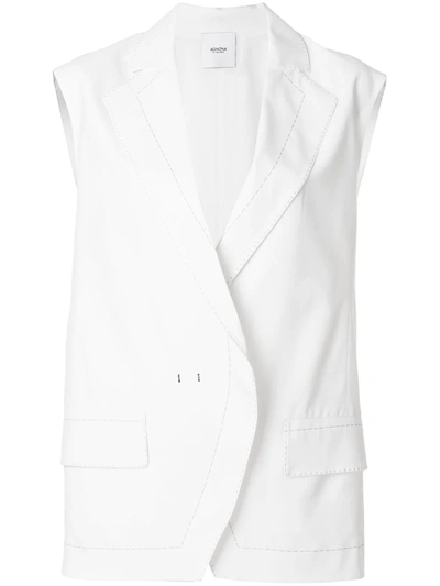 Shop Agnona Contrast Stitch Oversize Waistcoat In White
