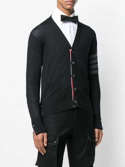 Shop Thom Browne Fine Merino Wool V-neck Cardigan In Black