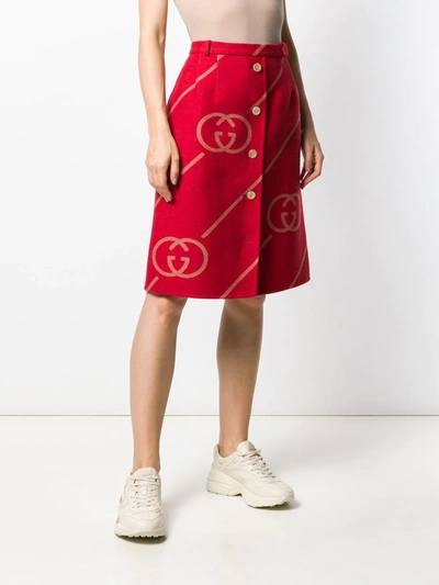Shop Gucci Gg Logo Skirt In Red
