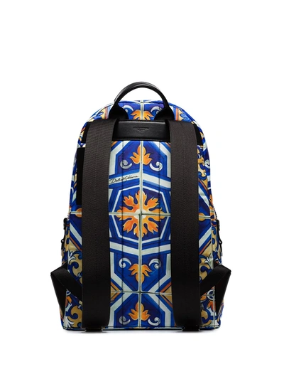 Shop Dolce & Gabbana Tile-print Backpack In Blue