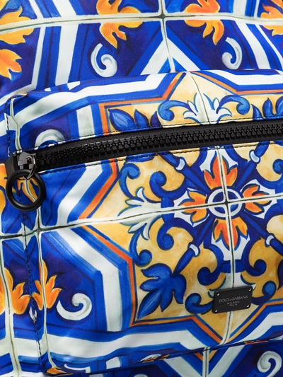 Shop Dolce & Gabbana Tile-print Backpack In Blue