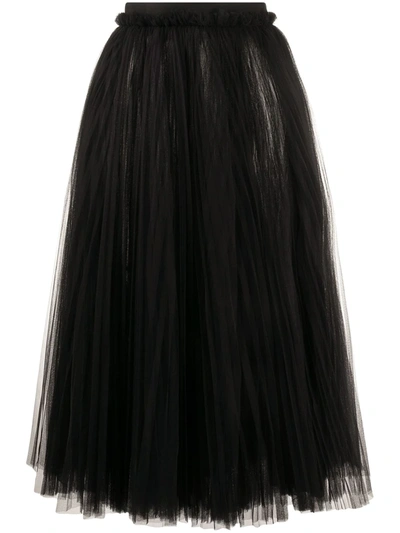 Shop Dolce & Gabbana Tulle Midi Skirt In Black