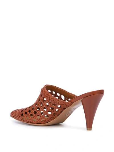 Shop Veronica Beard Jaqlyn Crochet Design Mules In Brown