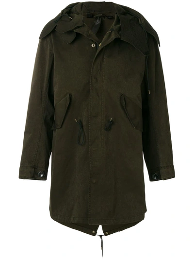 Shop Ten C Hooded Coat In Green