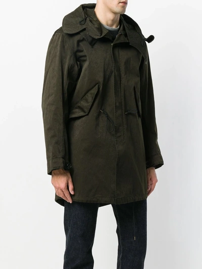 Shop Ten C Hooded Coat In Green