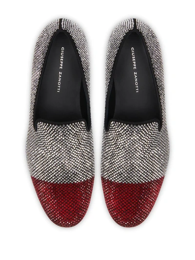 Shop Giuseppe Zanotti Lewis Cup Crystal Embellished Loafers In White