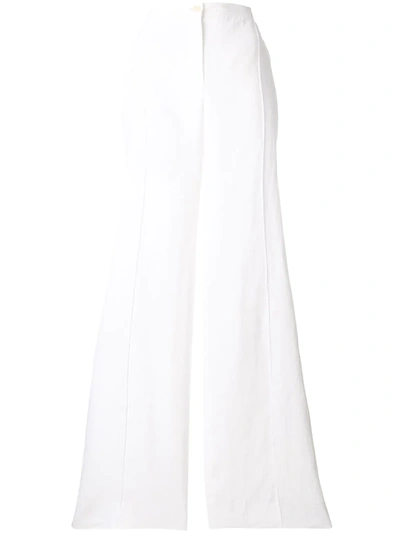 Pre-owned Giorgio Armani Mid Rise Wide-legged Trousers In White