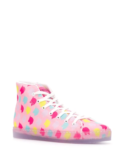 Ireneisgood 10mm Unicorn Print Cotton Hi Top Sneaker In Pink