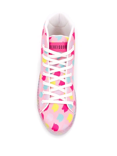 Ireneisgood 10mm Unicorn Print Cotton Hi Top Sneaker In Pink