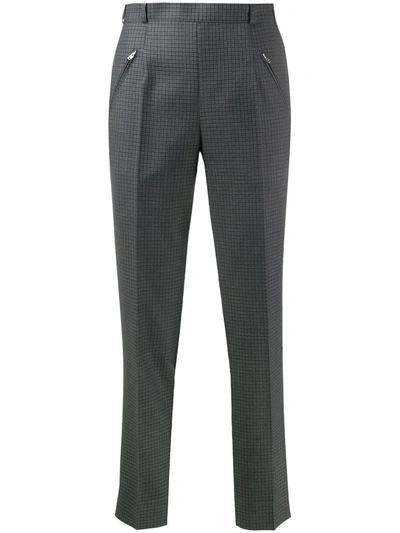 Shop Maison Margiela Check Tapered Trousers In Grey