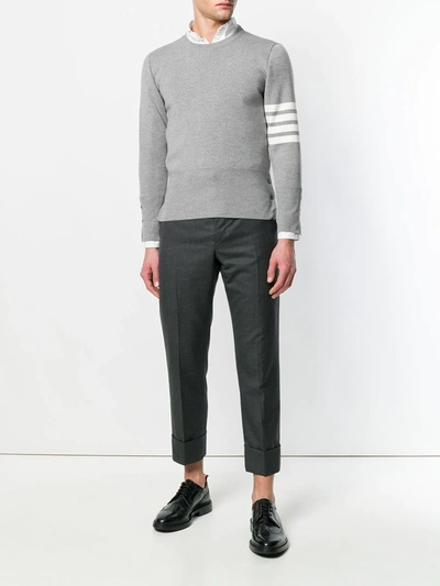 Shop Thom Browne 4-bar Milano Stitch Pullover In Grey