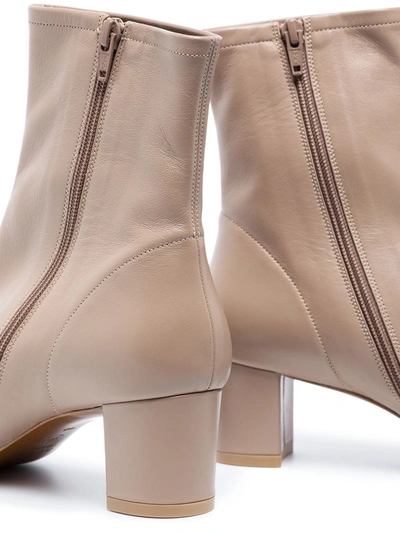 Shop By Far Leather 60mm Ankle Boots In Neutrals