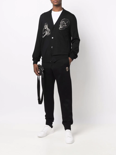 Shop Alexander Mcqueen Skull-patch Button-up Cardigan In Black