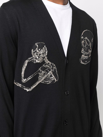 Shop Alexander Mcqueen Skull-patch Button-up Cardigan In Black