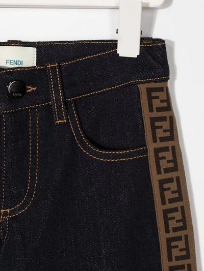 Shop Fendi Ff Trim Straight-leg Jeans In Blue