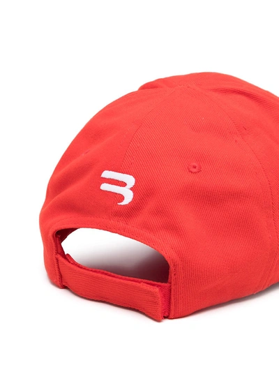 Shop Balenciaga Soccer Embroidered Baseball Hat In Red