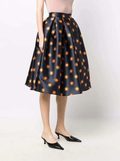 Shop Alessandro Enriquez Starry Printed Flared Skirt In 灰色