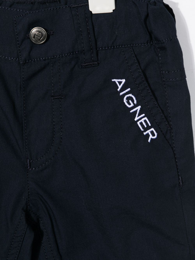 Shop Aigner Embroidered-logo Track Shorts In Blue
