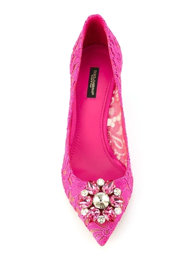 Shop Dolce & Gabbana Taormina-lace Crystal-embellished Pumps In Pink