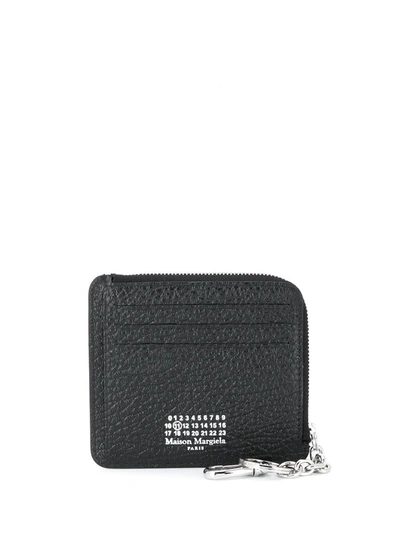 Shop Maison Margiela Four-stitch Zipped Cardholder In Black