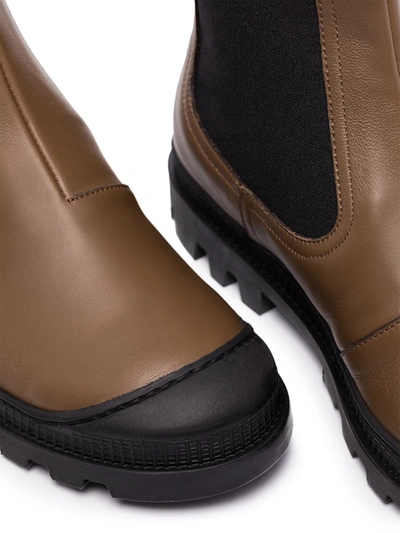 Shop Loewe Chunky Leather Chelsea Boots In Brown