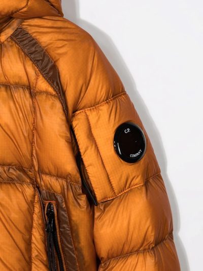 Shop C.p. Company Hooded Feather-down Padded Jacket In Orange