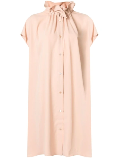 Shop Mm6 Maison Margiela Ruffled Neck Cape Dress In Pink