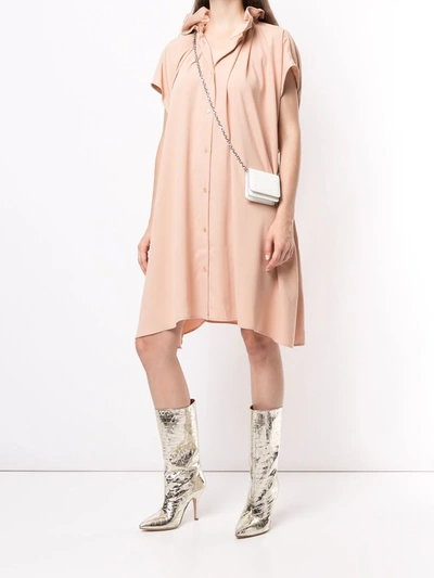 Shop Mm6 Maison Margiela Ruffled Neck Cape Dress In Pink