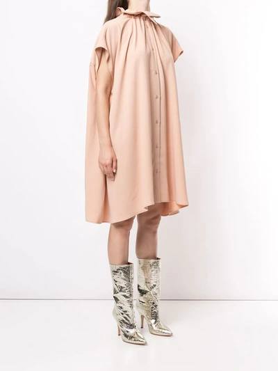 Shop Mm6 Maison Margiela Ruffled Neck Cape Dress In Pink