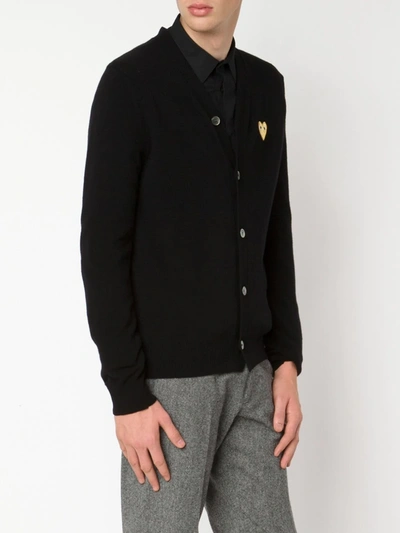 Shop Comme Des Garçons Play Embroidered Heart Cardigan In Black