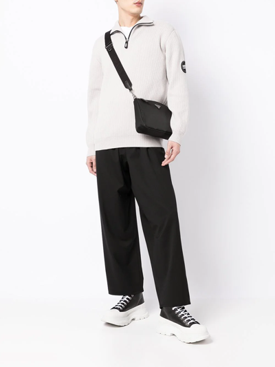 Giorgio Armani Zip-front Funnel Neck Jumper In Weiss