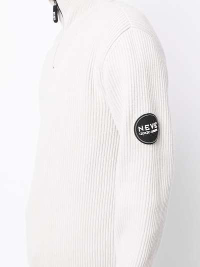 Giorgio Armani Zip-front Funnel Neck Jumper In Weiss