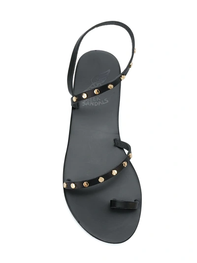 Ancient Greek Sandals Apli Eleftheria Crystal-embellished Leather Sandals In Black