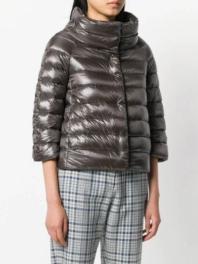 Herno Aminta Quilted Glossed Shell Jacket In Grey