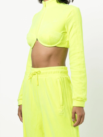 Shop Adidas Originals X Jeremy Scott Velour Cropped Top In Yellow