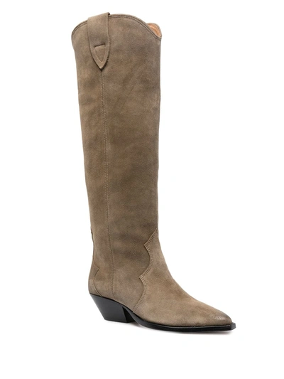 Isabel Marant Denvee Suede Knee-high Boot In Neutrals
