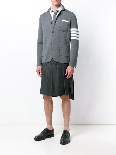 THOM BROWNE 4条纹饰针织西服外套 - 灰色