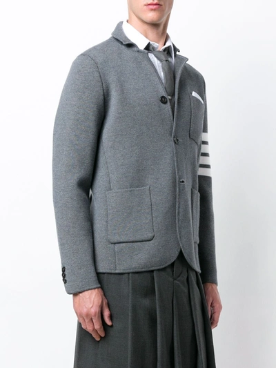 THOM BROWNE 4条纹饰针织西服外套 - 灰色