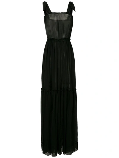 Shop Amir Slama Silk Maxi Dress In Black